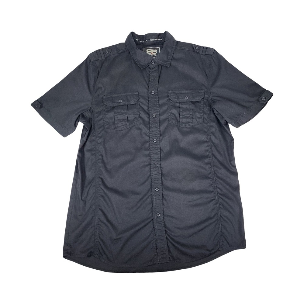 Benjamin Black Mens XL Black‎ Short Sleeve Utility Button Down Shirt MSW513A